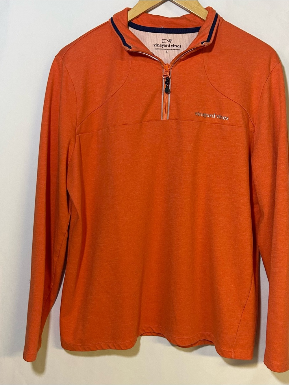 Vineyard Vines Orange Quarter-Zip Pullover shirt size large long sleeve